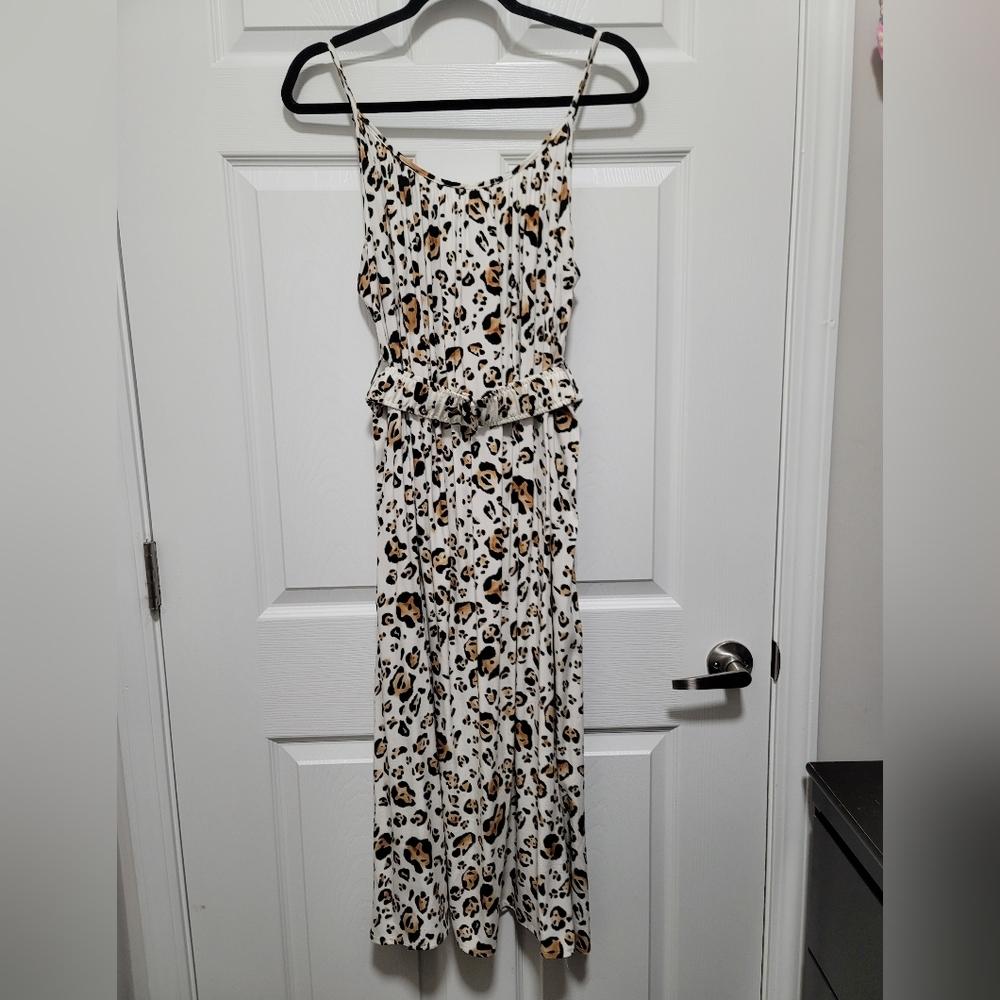 Corey Lynn Calter Arabella Midi Sundress Leopard Print Sleeveless Spaghetti Stra - Picture 5 of 10